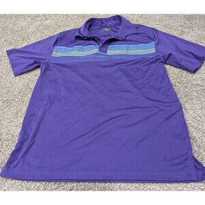 Grand Slam X Men's Short Sleeve Performance Polo Size Medium Purple Striped EUC